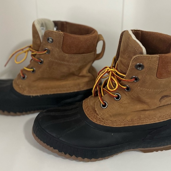 Sorel Tan and Black Natural Rubber Waterproof Boots Men’s USA 8